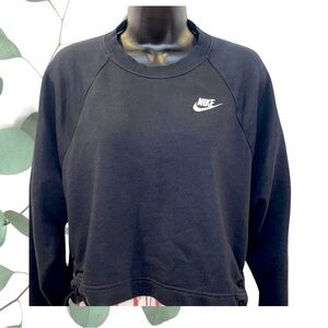 Nike cropped black sweatshirt with drawstring details on both sides